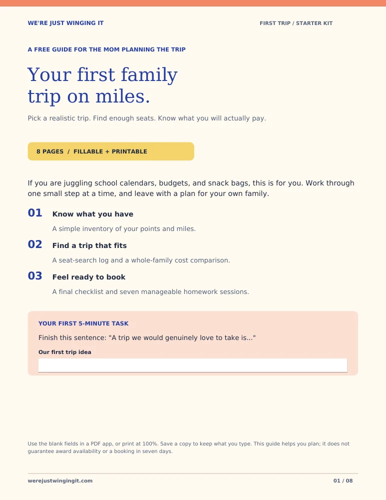 Preview of Your First Family Trip on Miles: a fillable beginner starter kit